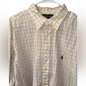 Men’s Ralph Lauren Polo Shirt 100% Yarmouth Cotton Plaid 17 1/2 36/37